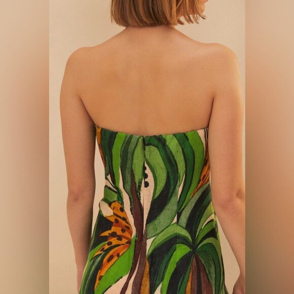 Farm Rio Green Coconut Tree Flow Linen Top - Picture 5 of 11